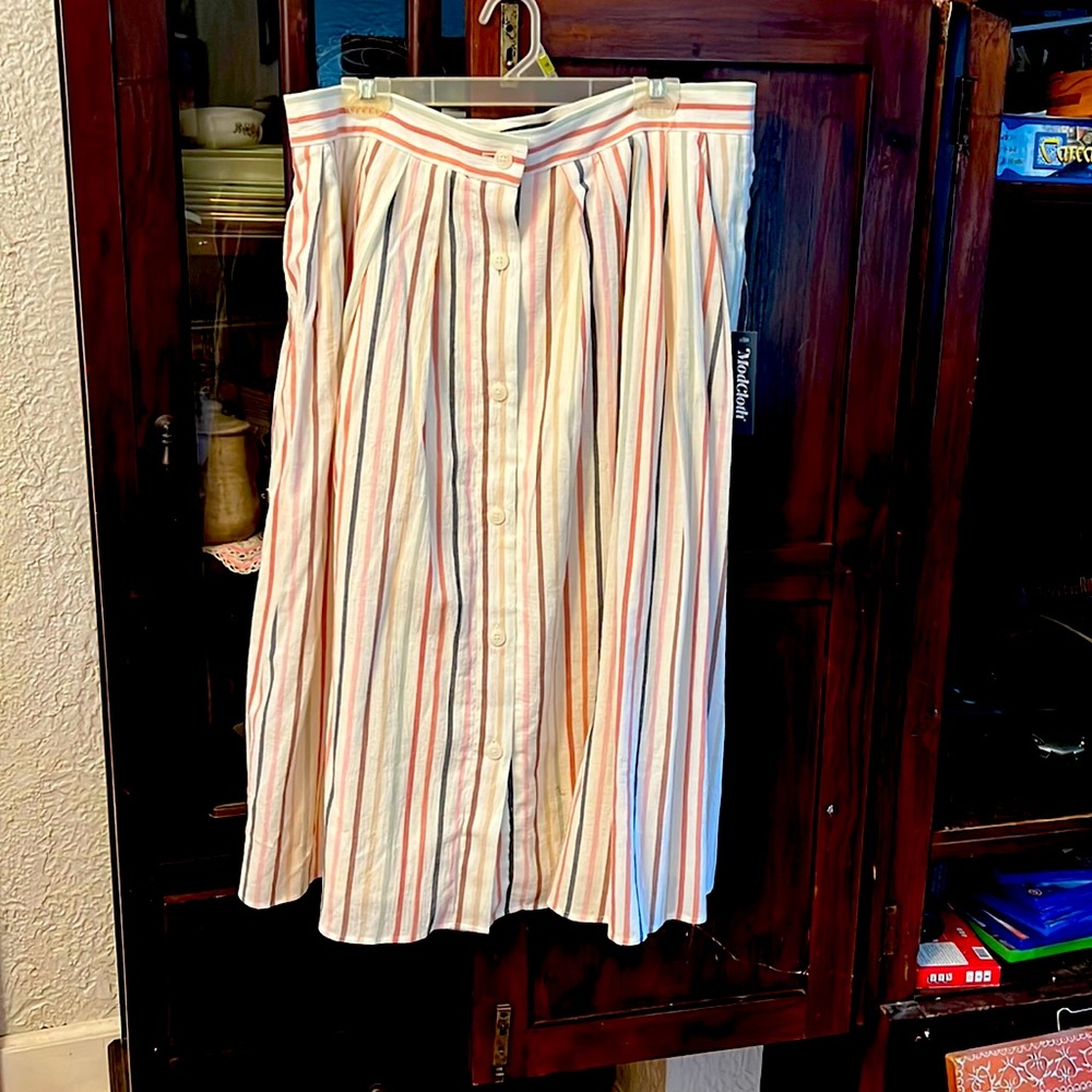 Modcloth midi multi-stripe skirt, lined, 16W
